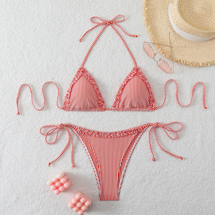 Women's triangle bikini with gathers and adjustable ties Mune Fashion