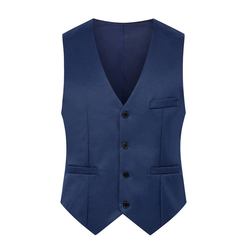 Men's Tailored Satin-Lined Suit Vest with Distinctive V-Neck and Flap Pockets Mune Fashion