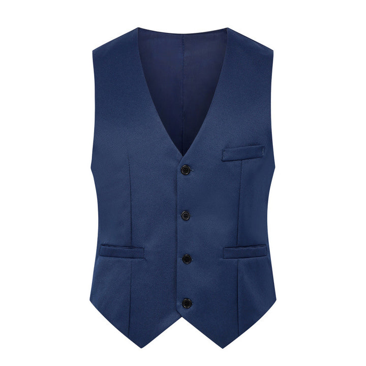 Men's Tailored Satin-Lined Suit Vest with Distinctive V-Neck and Flap Pockets Mune Fashion