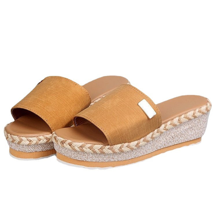 Women's  Espadrille wedge sandals with woven jute platform, wide woven strap, and soft comfort sole Mune Fashion