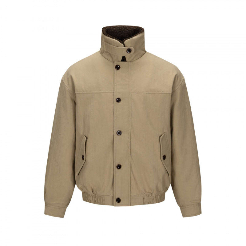 Men's short-cut blouson jacket in field style with teddy collar and flap pockets Mune Fashion