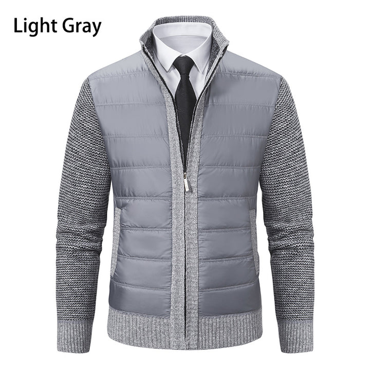 Men's quilted hybrid cardigan with stand-up collar, zipper, and slip pockets Mune Fashion