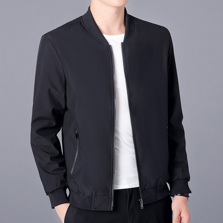 Men's Lightweight Casual Bomber Jacket made of Microfiber with Two-Way Zipper and Ribbed Cuffs Mune Fashion