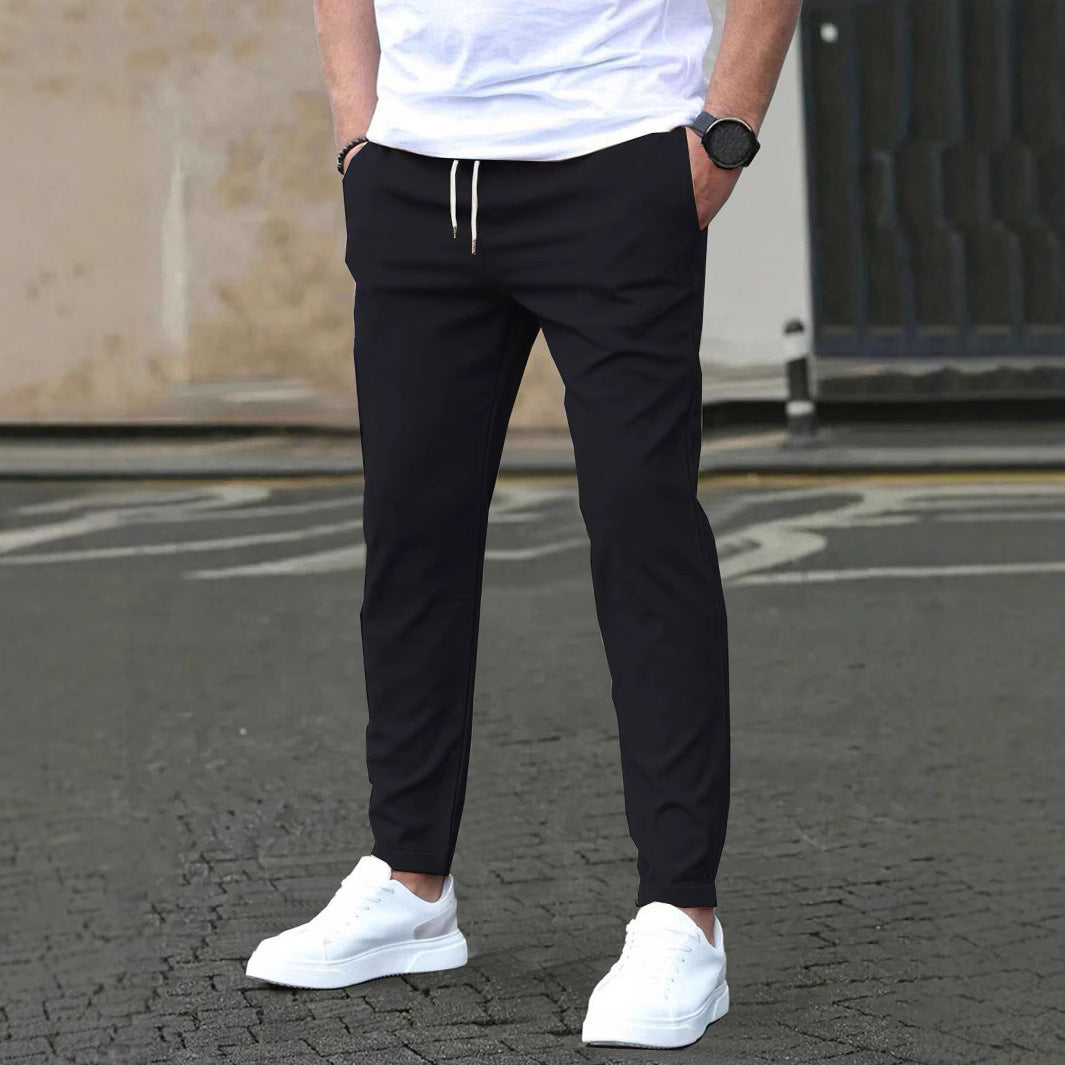 Men's Slim-Fit Jogging Pants with Drawstring, Side Pockets, and Narrow Ankle Hem Mune Fashion
