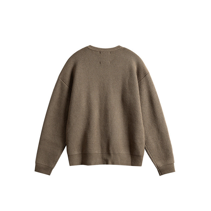 Women's Oversized Ribbed Knit Cardigan with Round Neck and Full Button Placket Mune Fashion