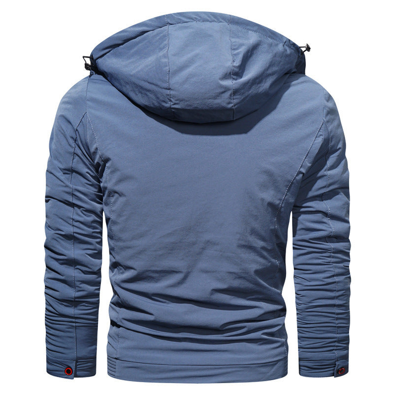 Men's lightweight softshell hoodie jacket with water-repellent chest pocket and concealed zipper Mune Fashion