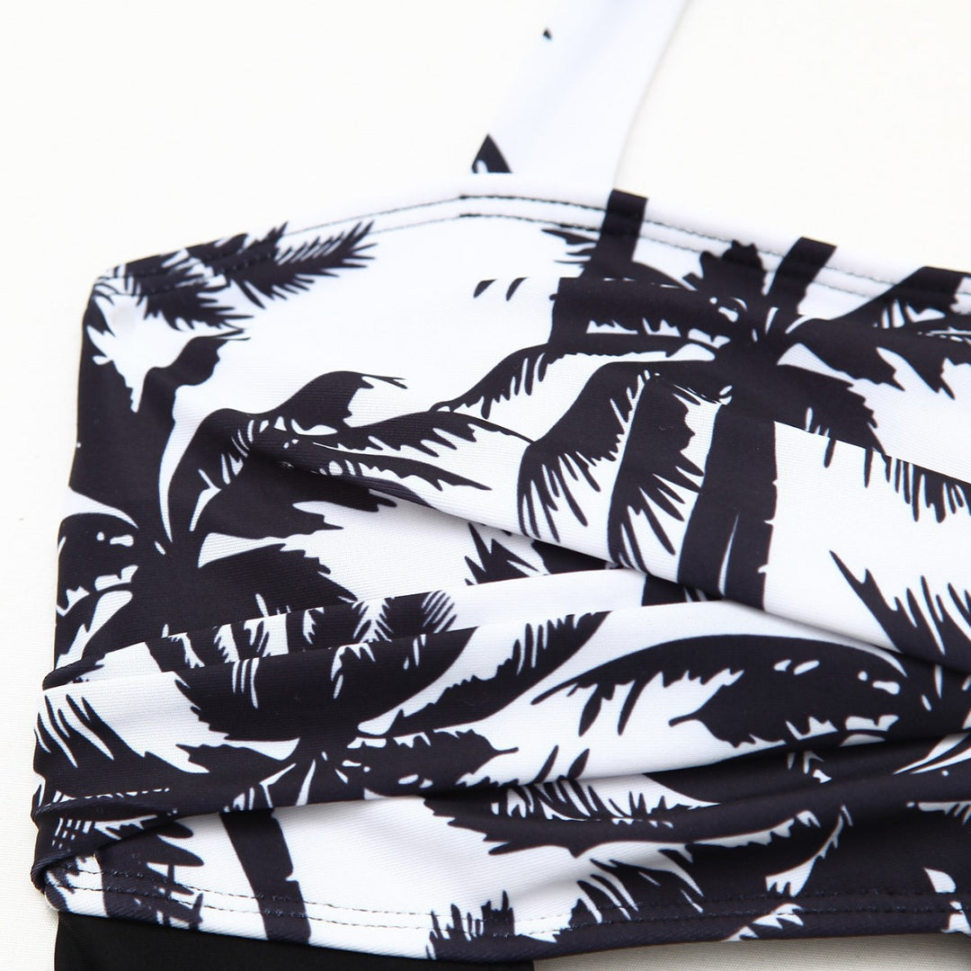 Women's tankini set with elegant wave pattern and cheerful ruffled hem Mune Fashion