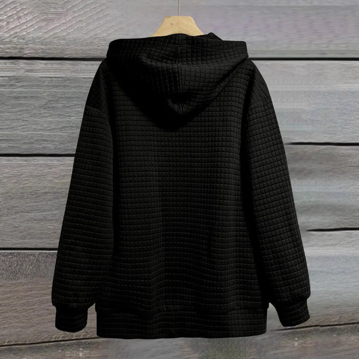 Women's oversized hooded jacket with zipper, handwritten typo application and contrast side pockets Mune Fashion