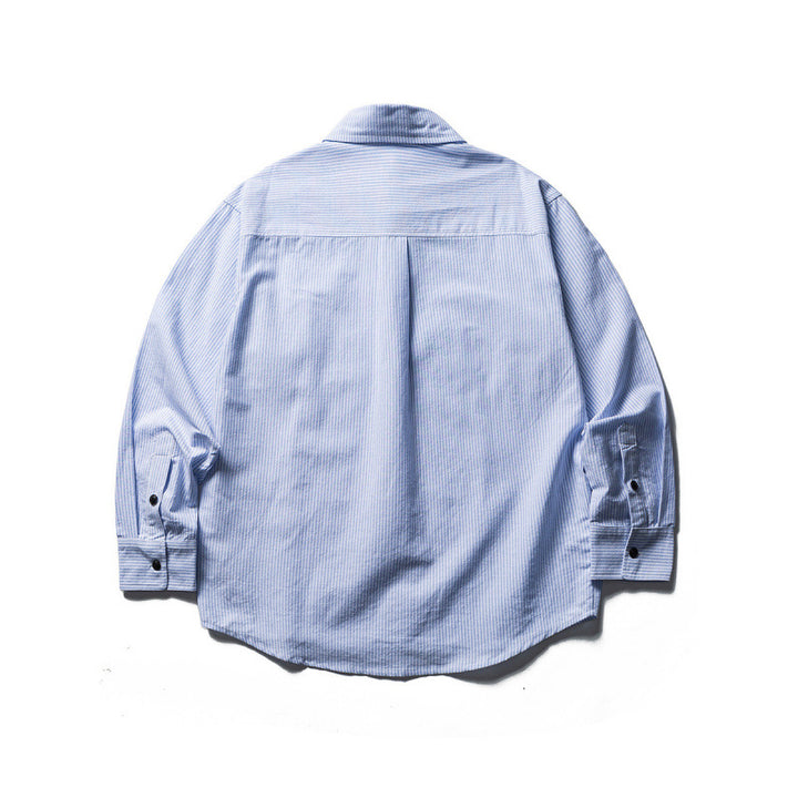Men's Oversized Shirt in Worker Style with Pinstripes and Chest Pockets Mune Fashion
