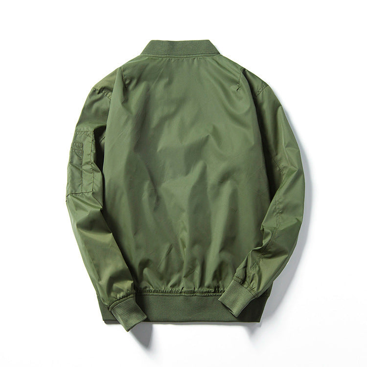 Unisex Lightweight Nylon Flight Jacket with Contrasting Lining and Sleeve Zipper Pocket Mune Fashion