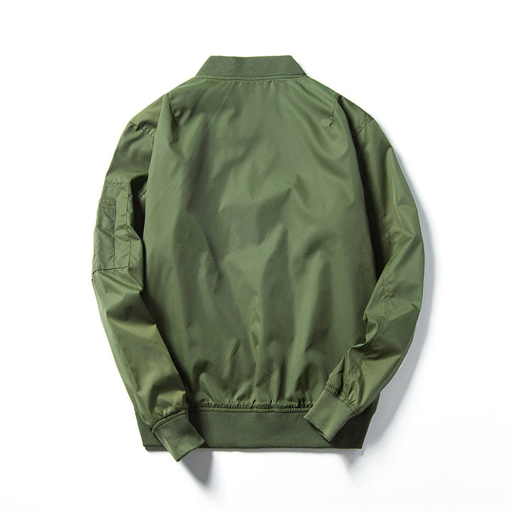 Unisex Lightweight Nylon Flight Jacket with Contrasting Lining and Sleeve Zipper Pocket Mune Fashion