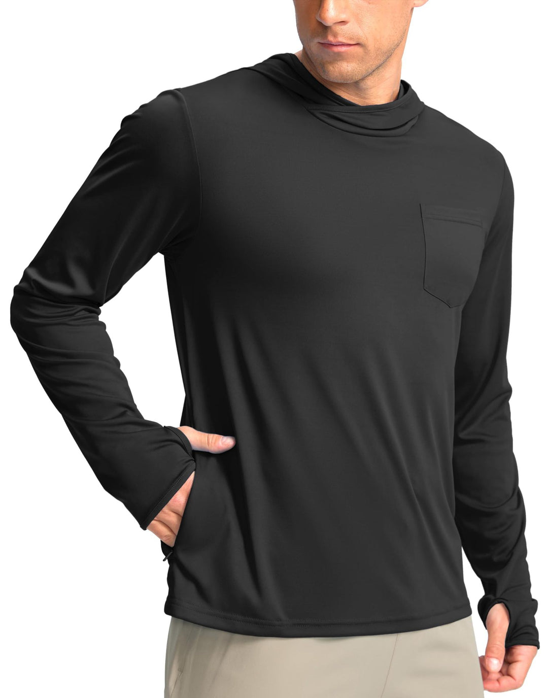 Men's functional shirt with hood and pockets
