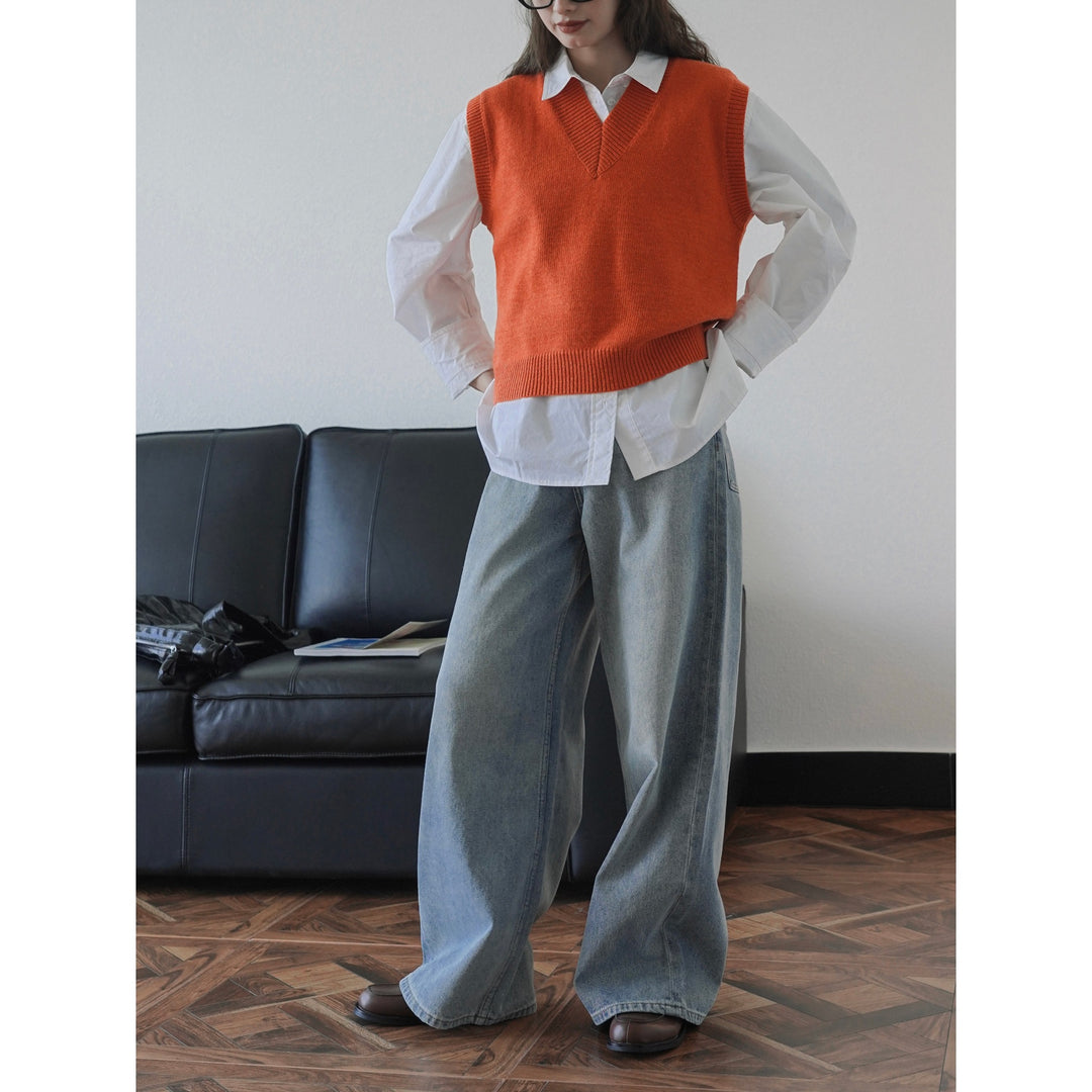 Women Extra Wide High-Waist Denim Palazzo Pants with Extended Hem Mune Fashion