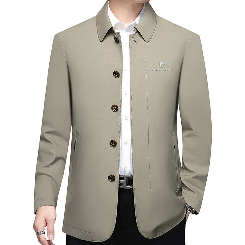 Men’s Lightweight Single-Breasted Short Coat in Business Travel Style with Kent Collar Mune Fashion