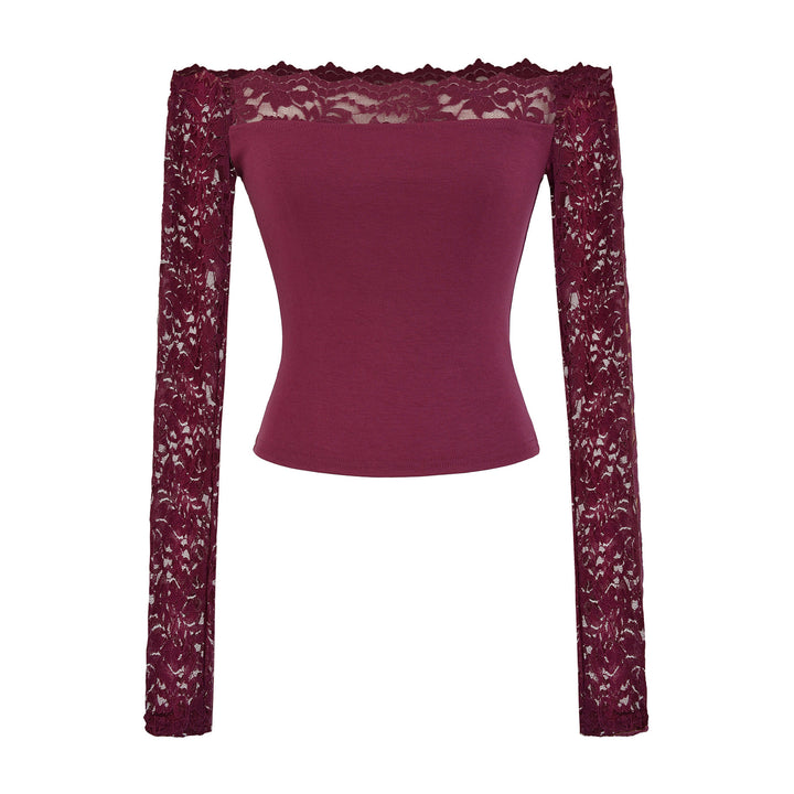 Ladies Carmen top with lace sleeves and off-the-shoulder cut Mune Fashion