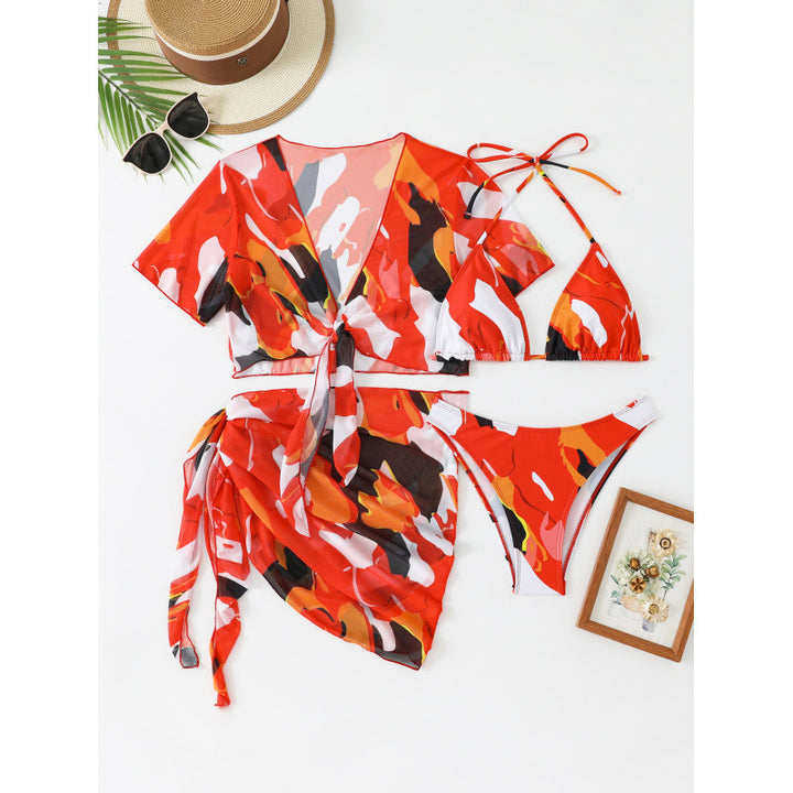 Ladies bikini set with slightly transparent wrap blouse and adjustable straps Mune Fashion