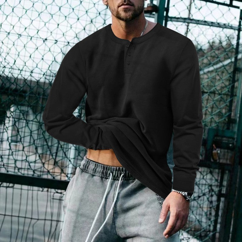 Men's Long Sleeve Henley made of lightweight cotton blend Mune Fashion