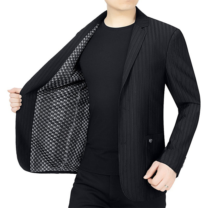 Men's Lightweight Seersucker Blazer with Textured Stripe and Half-Lined Construction Mune Fashion