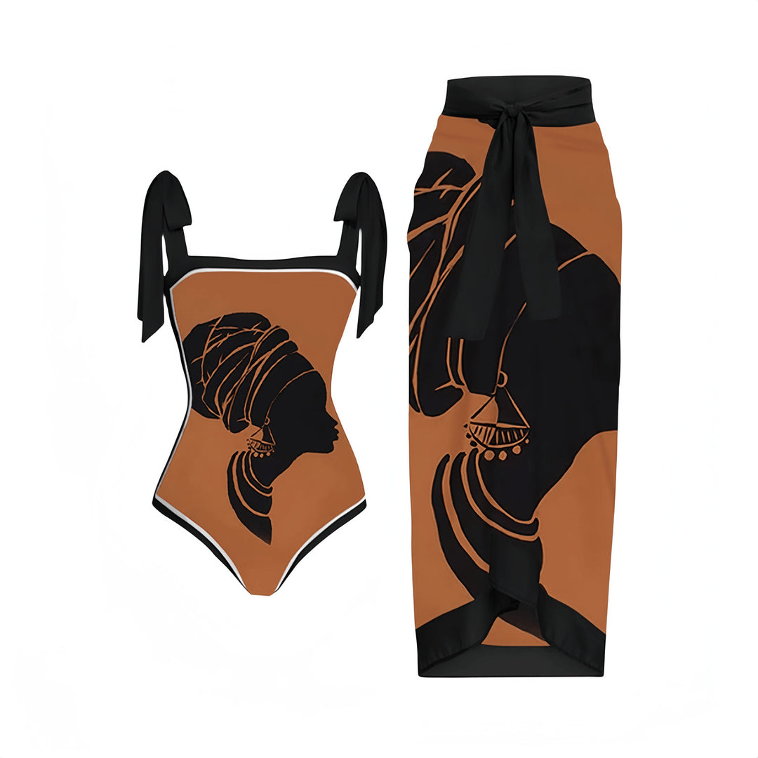 Women's Elegant Swimsuit with Matching Wrap Skirt Mune Fashion