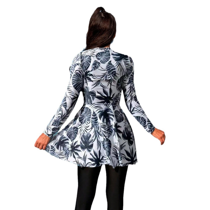 Women's fashionable long sleeve swimsuit with skirt Mune Fashion
