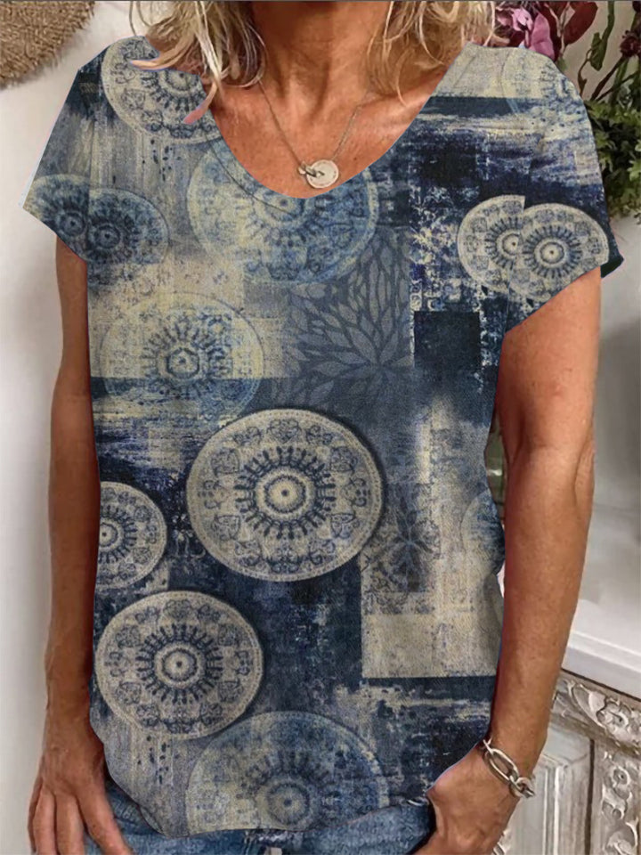 Ladies Loose Blouse with Colorful Paisley Pattern Mune Fashion