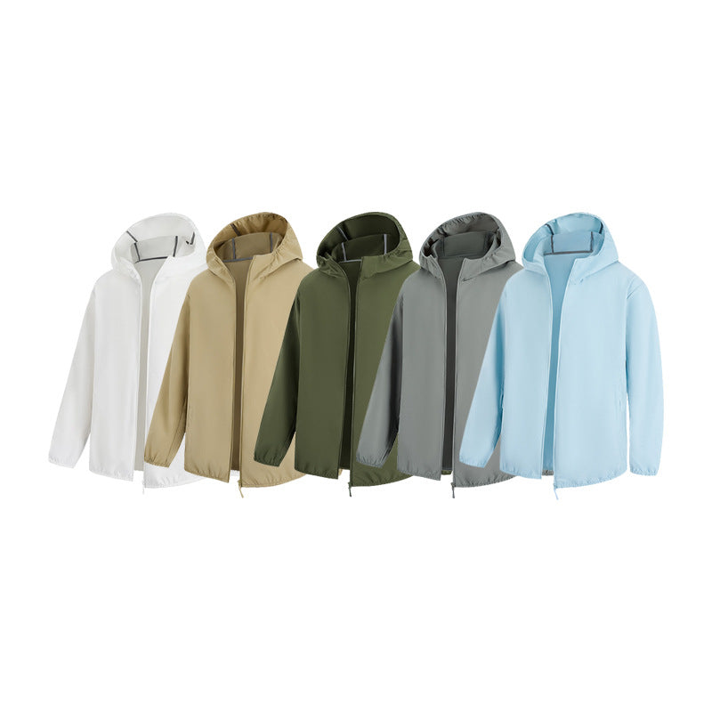 Men's Lightweight Water-Repellent Hooded Jacket with Concealed Zipper and Drawstring Mune Fashion