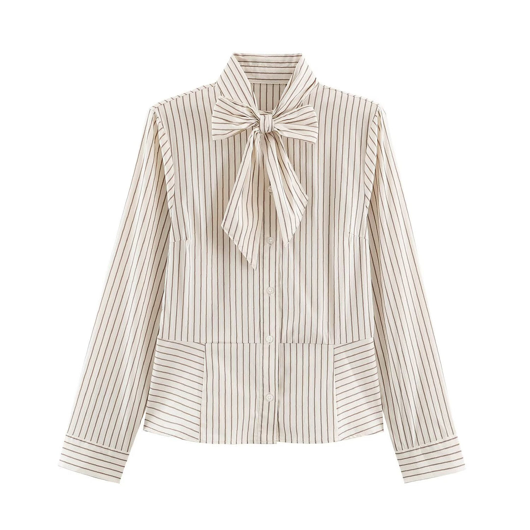 Women's feminine shirt blouse with bow collar and tailored silhouette Mune Fashion
