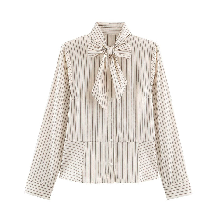 Women's feminine shirt blouse with bow collar and tailored silhouette Mune Fashion