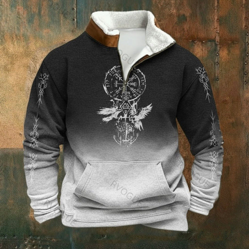 Men's Urban Fleece Pullover with Tree Motif Mune Fashion
