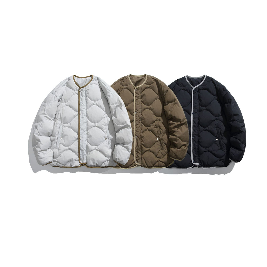 Unisex Boxy quilted liner jacket in oversized style with round neckline Mune Fashion
