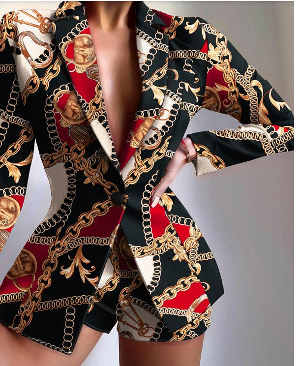 Women's tailored zebra print long blazer with emphasized waist and single-button Mune Fashion