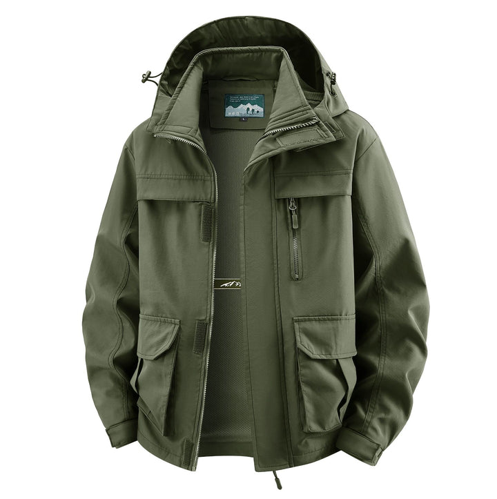 Men's Field Utility Outdoor Jacket with Hood, Multi-Pockets and Mesh Lining Mune Fashion