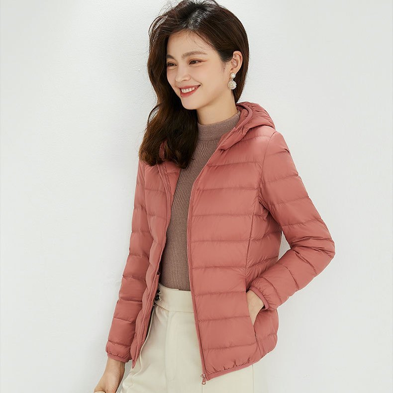 Women's Ultra-light Quilted Hooded Jacket with Ultra-flat Thermal Wadding Mune Fashion