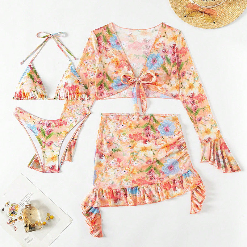 Women’s bikini set with floral crop top and ruffled brief Mune Fashion