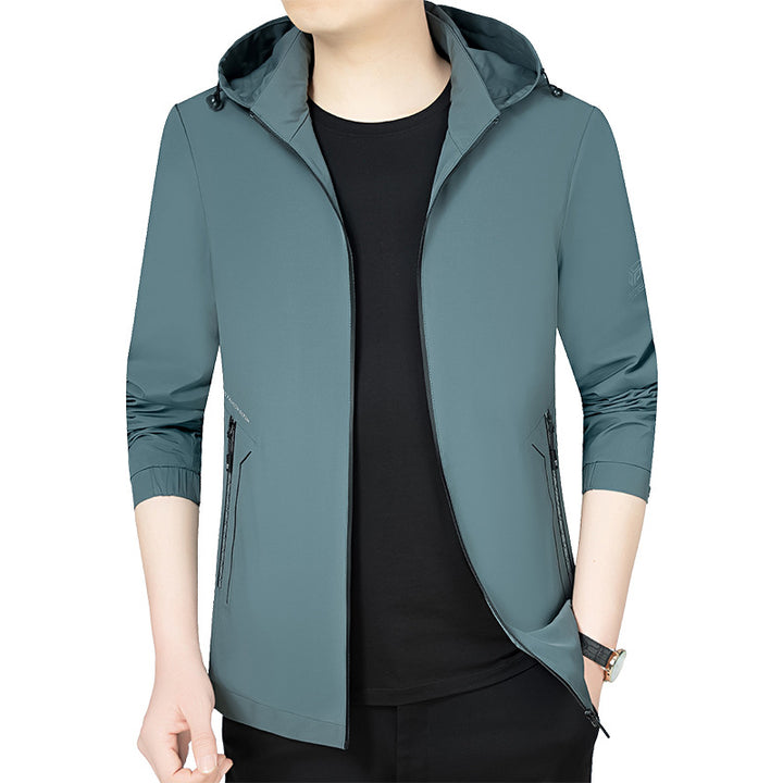 Men's lightweight hooded jacket in urban travel style with three-quarter sleeves Mune Fashion