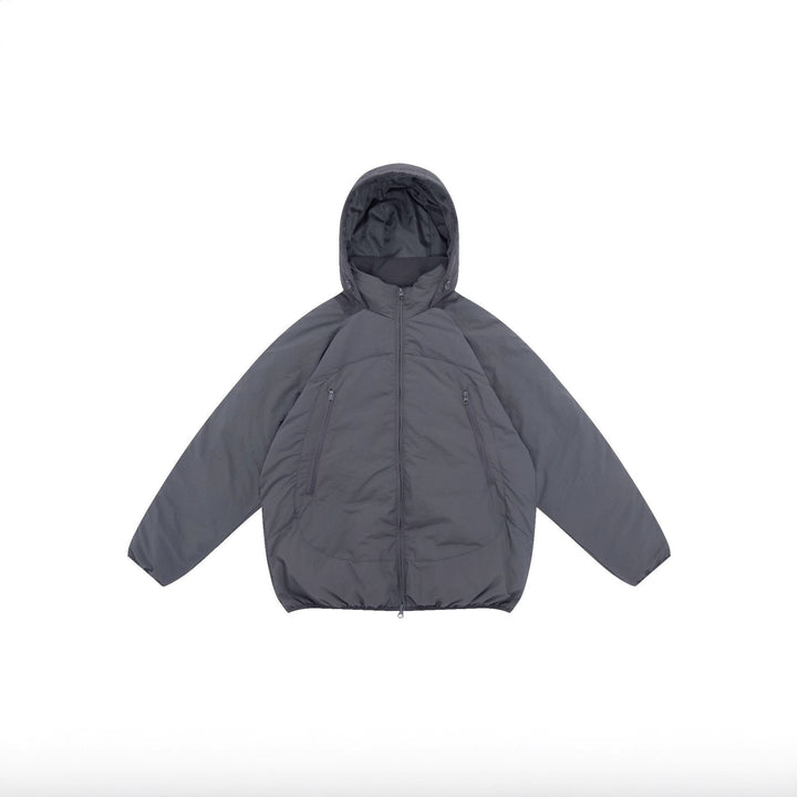 Unisex Voluminous Hooded Insulation Jacket in Boxy Cut with Concealed Zipper Pockets Mune Fashion