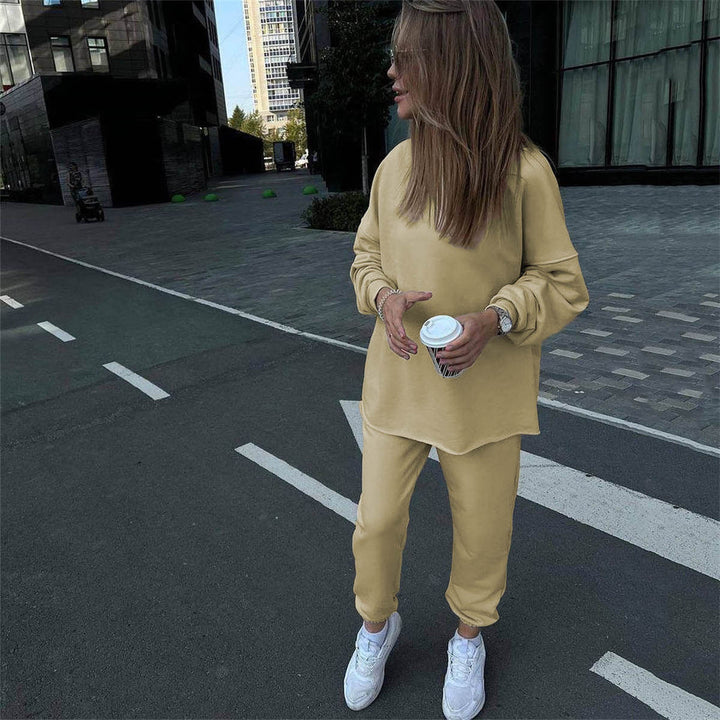 Women's Oversized Loungewear Set with Extended Round Neck Sweater and Elastic Cuff Jogging Pants Mune Fashion