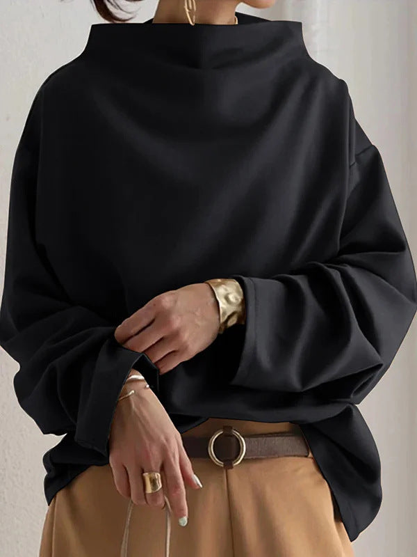 Women's Oversized Sweater with Special Collar and Casual Cut Mune