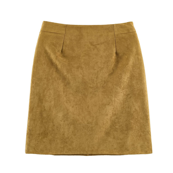 Women's pencil skirt made of suede look with high waist Mune Fashion