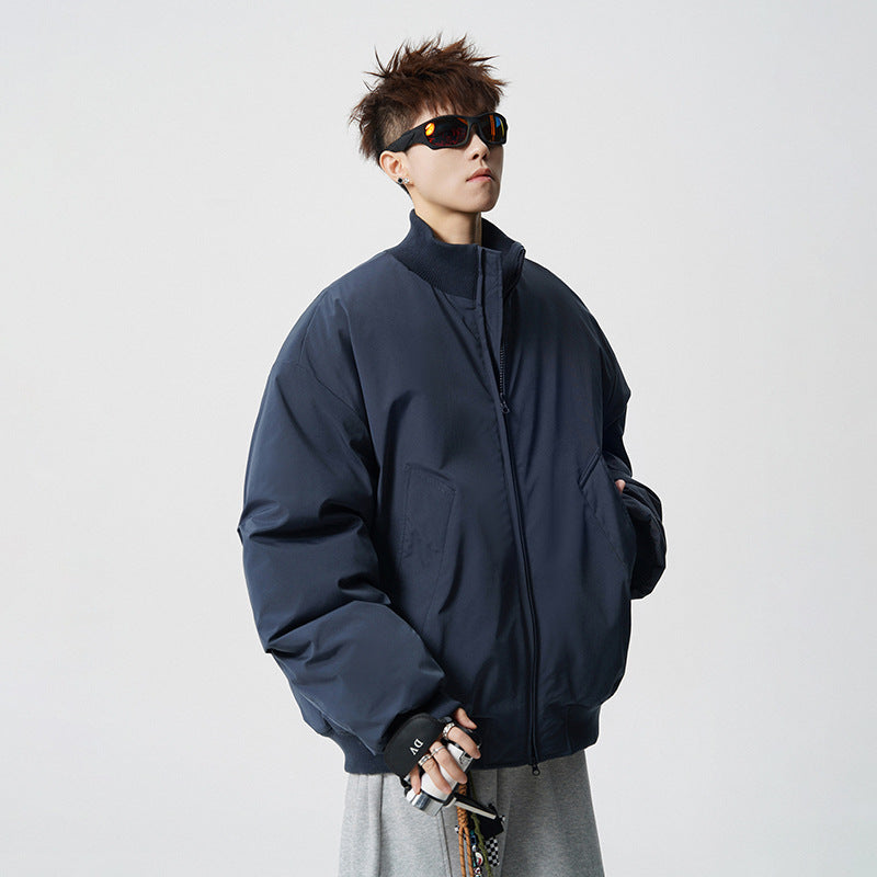 Men's Oversized Bomber Jacket with Padded Filling and Ribbed Hem Mune Fashion