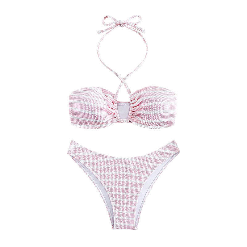 Ladies two-piece bikini with braided top and high leg cut Mune Fashion