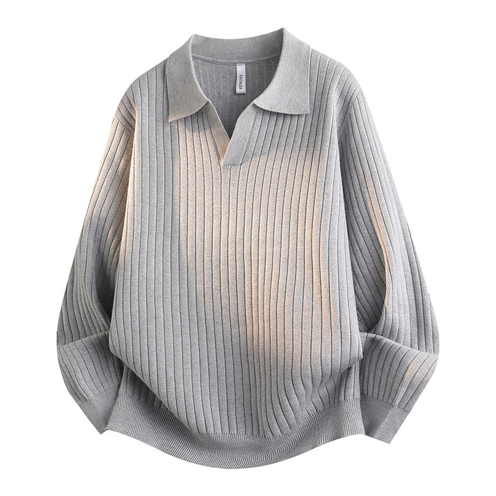Women Elegant Chunky Knit Sweater with Collar Mune Fashion
