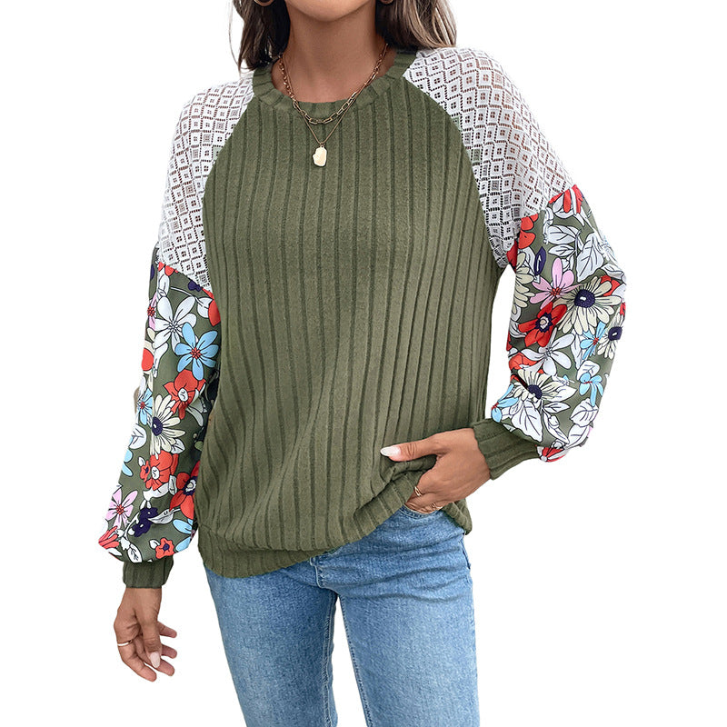 Women’s Fashionable Sweater with Floral Sleeves Mune Fashion