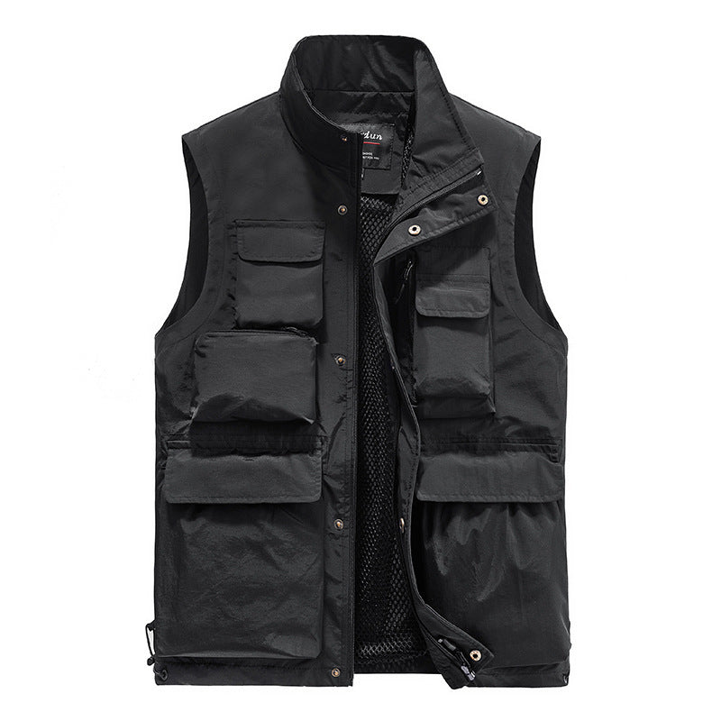 Men's Multifunctional Utility Vest with Multiple Pockets and Breathable Mesh Lining Mune Fashion