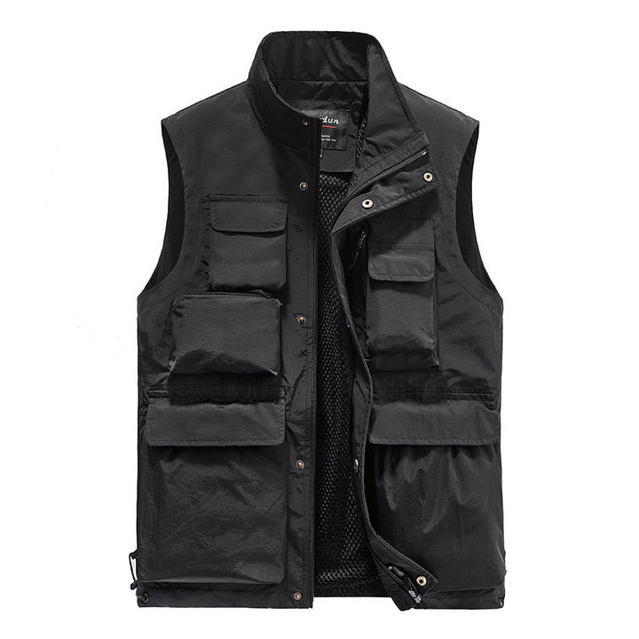 Men's Multifunctional Utility Vest with Multiple Pockets and Breathable Mesh Lining Mune Fashion