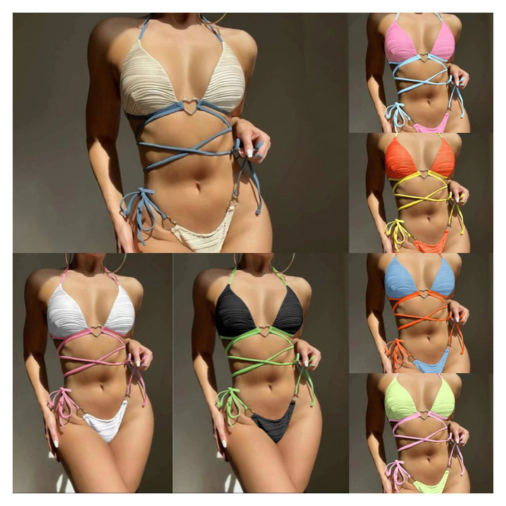Ladies triangle bikini with innovative lacing design Mune Fashion