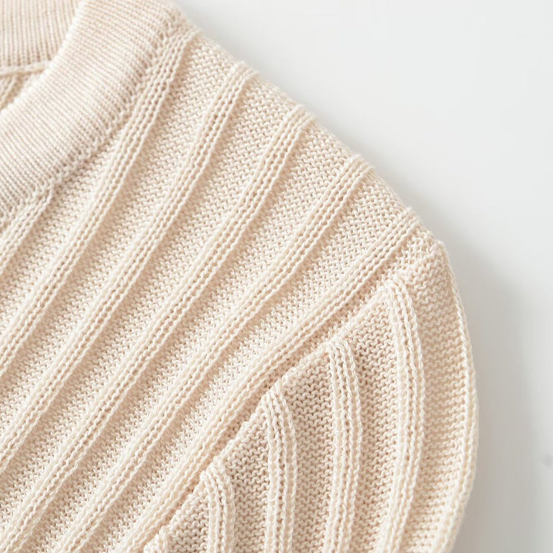 Women's figure-hugging ribbed long sleeve fine knit shirt with Henley button placket Mune Fashion