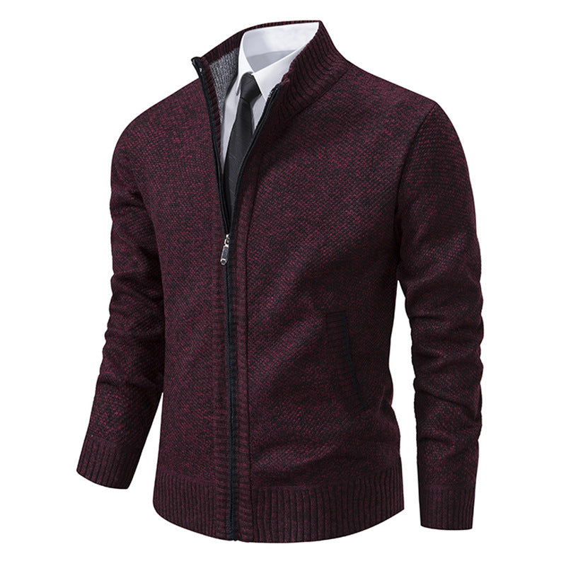 Men's upscale cardigan with stand-up collar and full-length zipper, thermally insulating and tailored fit Mune Fashion
