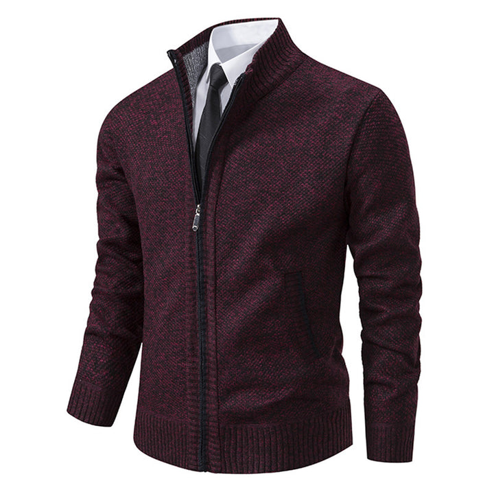 Men's upscale cardigan with stand-up collar and full-length zipper, thermally insulating and tailored fit Mune Fashion