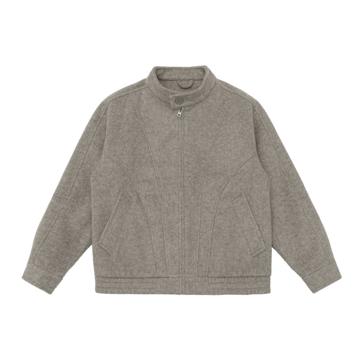 Unisex Slim Fit Wool Blend Blouson Jacket with High Stand Collar and Concealed Zipper Mune Fashion
